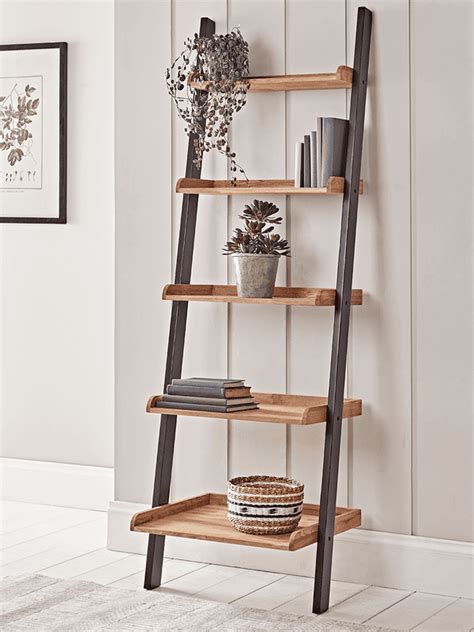 Milltown Merchants Ladder Shelf Wooden Ladder Bookshelf Leaning