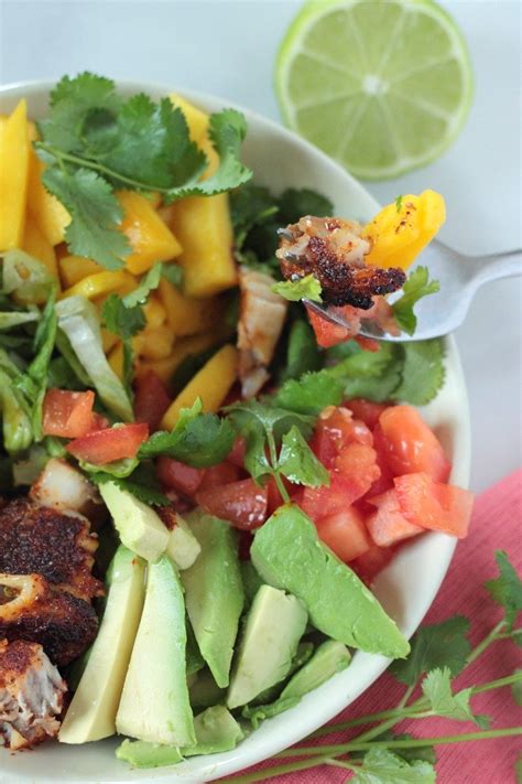 This is a great lunch or a lighter dinner meal. Blackened Fish Taco Salad Bowl - Physical Kitchness