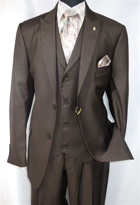Falcone Mens Brown Pett Vested Vintage Style Suit 5306 208 Suits