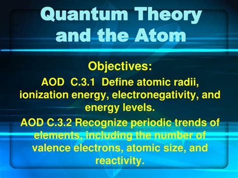 Ppt Quantum Theory And The Atom Powerpoint Presentation Free