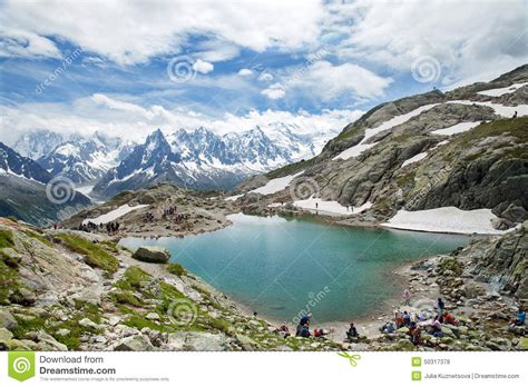 Beautiful Landscape With Lake In Chamonix France Stock Photo