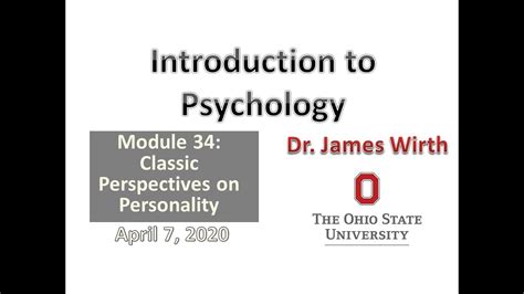 Psych 1100 Intro To Psychology Module 34 Part 1 Youtube