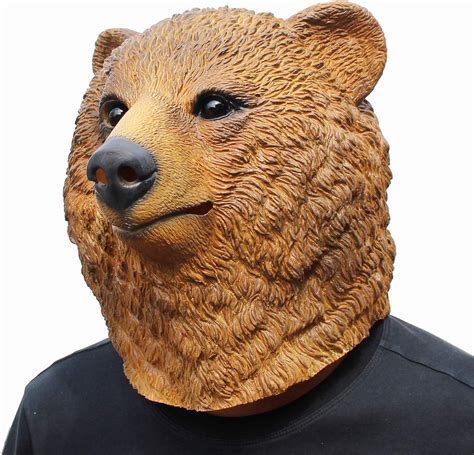 Creepyparty Brown Bear Mask Animal Latex Full Head Realistic Masks