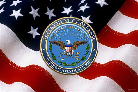 U S Department Of Defense D O D Emblem Over American Flag Digital