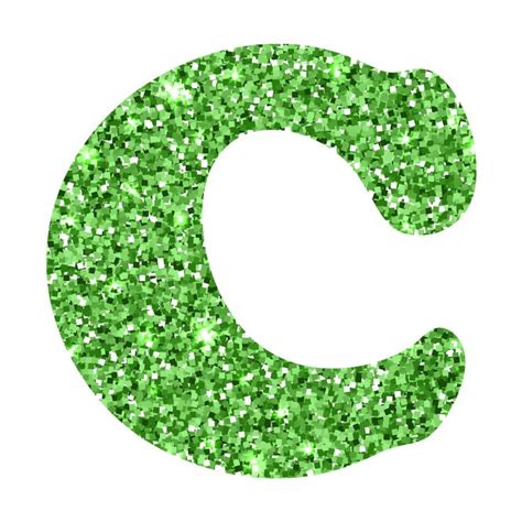 The Letter C Is Made Up Of Green Glitter