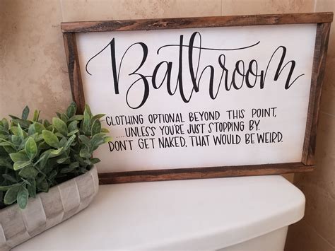 Bathroom Clothing Optional Wood Sign Farmhouse Signs Etsy In 2021