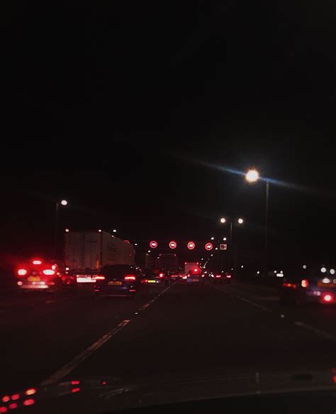 Motorway Night Aesthetic Highway Lighting Red Traffic Light
