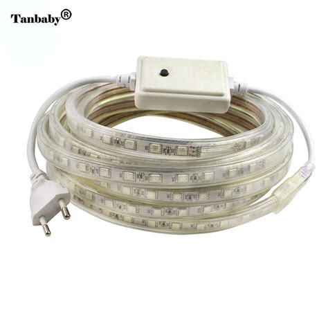 Tanbaby Rgb Led 220v Strip Light Smd 5050 With Eu Power Plug 1m 2m 3m