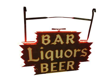 Sharp 1930s Bar Liquors Beer Double Sided Neon Porcelain Tavern Sign