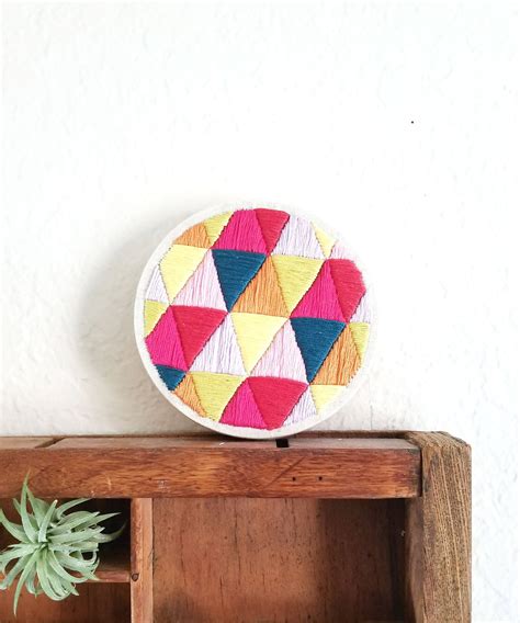 Colorful Triangle Embroidery Art 4 Inch Hoop Geometric Etsy