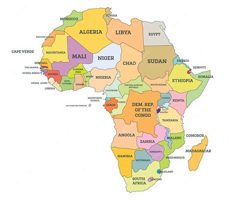 Mapa Político Da áfrica Mapa Com Nomes De Países Isolados Em Branco