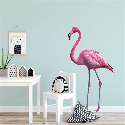 Pink Flamingo Wall Decal Fabric Repositionable Tropical Etsy Map Wall