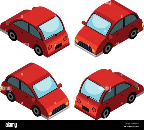 Red Car From Four Different Angles Illustration Stock Vector Image