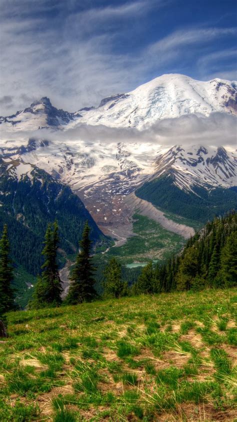 Mountains Landscape Mt Rainier Wallpaper 1080x1920