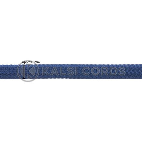 8mm Flat Dark Blue Polyester Tubular Braid Kalsi Cords British Made