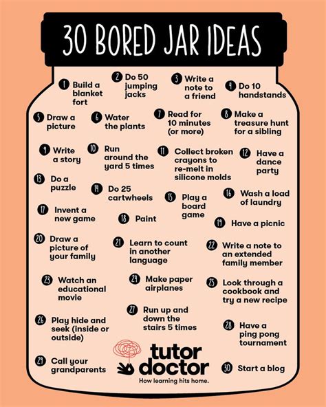 Infographic Bored Jar Bored Jar Things To Do When Bored What To Do When Bored