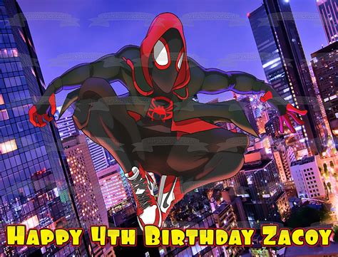 Spider Man Into The Spider Verse Miles Morales Edible Cake Topper Image