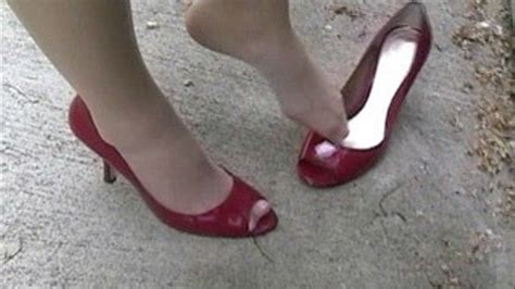 Pedal Pump Walk Red Peep Toe Heels Shoeplayer Kelly And Friends Clips4sale