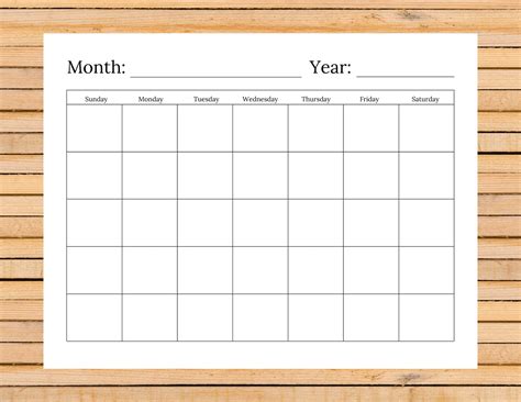 Blank Calendar Printable Instant Download Goodnotes Friendly Etsy