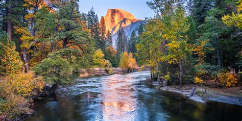 Yosemite Autumn Sunset Sentinel Bridge Half Dome Reflectio Flickr