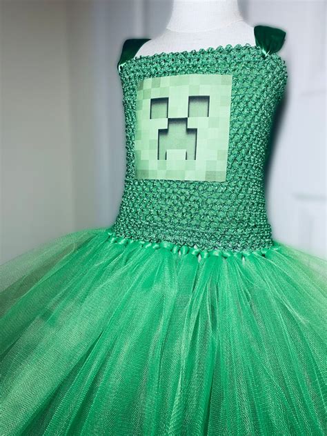 Creeper Minecraft Tutu Party Dress With Cotton Lined Top Etsy