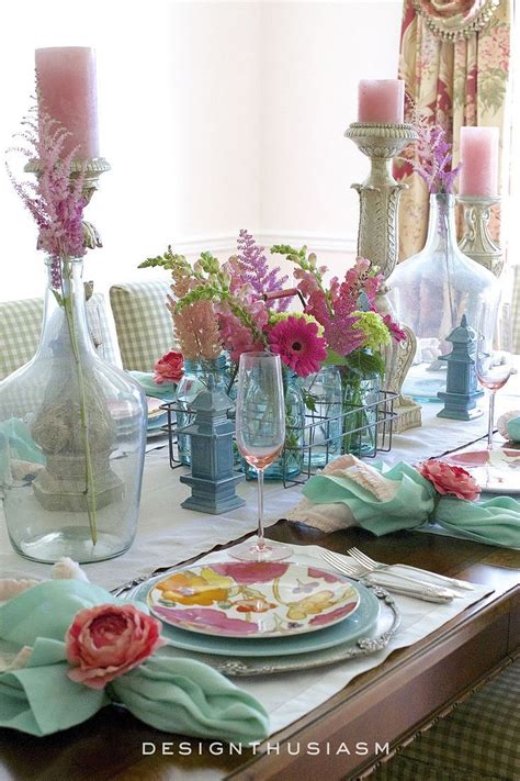 Stunning flowers in shades of pink take center stage in this beautiful easter and spring idea from z design at home. Pin on TableScapes...Table Settings