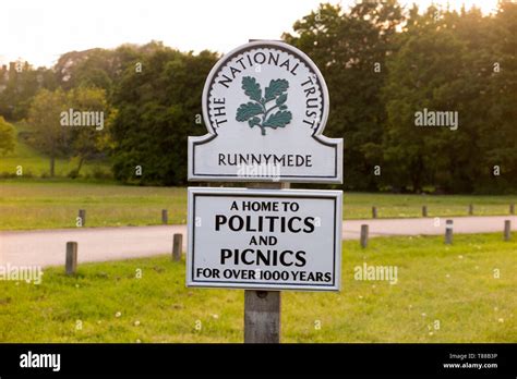 National Trust Sign Signpost Post Runnymede Surrey Uk Runnymede
