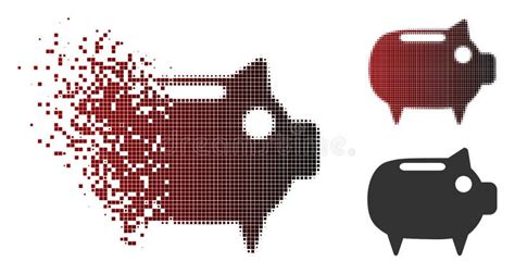 Fragmented Pixel Halftone Piggy Bank Icon Stock Vector Illustration