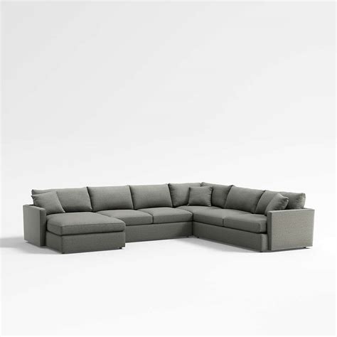Lounge 4 Piece U Shaped Sectional With Left Arm Storage Chaise Crate