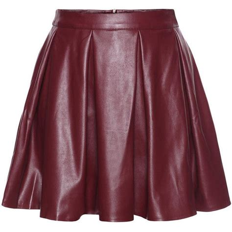 red leather pleated skirt with back seam zip fastening 24 liked on polyvore featuring skirts