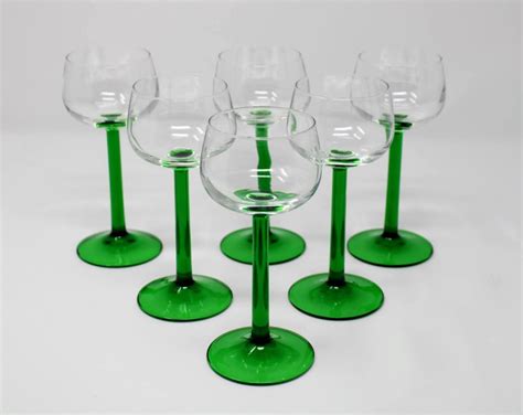 Modern Green Wine Glasses Set Of 6 Total Of 12 Available Etsy