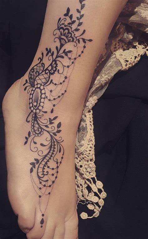 25 Gorgeous Lace Tattoos For Girls Lace Tattoo Anklet Tattoos Tattoos