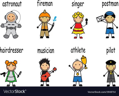 Cartoon Set People Different Professions Vector Image