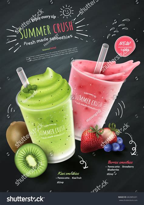 Fruit Smoothies Ads Kiwi And Berries Smoothie Cup With Fresh Fruit