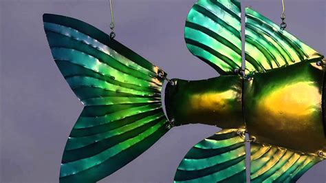 Handmade Recycled Metal Tropical Fish Mobile Art Wind And Weather Youtube