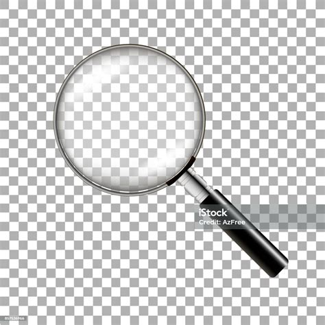Realistic Magnifying Glass On Transparent Background Vector