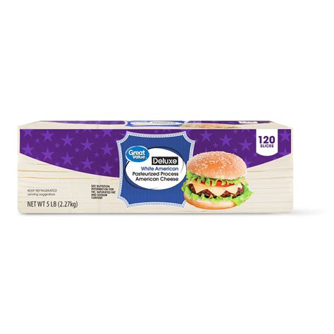 Stir in the cheddar, american cheese and wine, if using, and cook until fully incorporated. Great Value Deluxe White American Cheese, 5 lb - Walmart ...