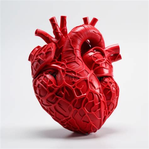 Intricate 3d Printed Human Heart Medical Marvel On White Background