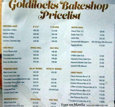 Top goldilocks price list 2021. ️ Goldilocks bakeshop products. send, deliver, goldilocks ...