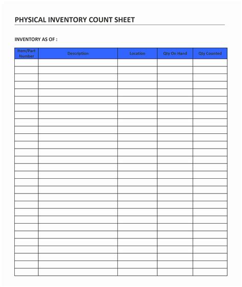 Inventory Counting Sheet Example Templates At Allbusinesstemplates