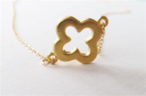Thick Gold Clover Necklace 14kt Gold Filled Necklace T For Her On