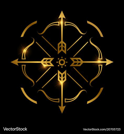Bow And Arrows On Black Background Archery Emblem Vector Image
