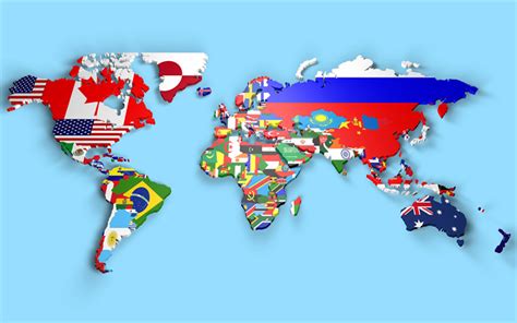 Download Wallpapers 3d World Map With Flags 4k World Map Concept