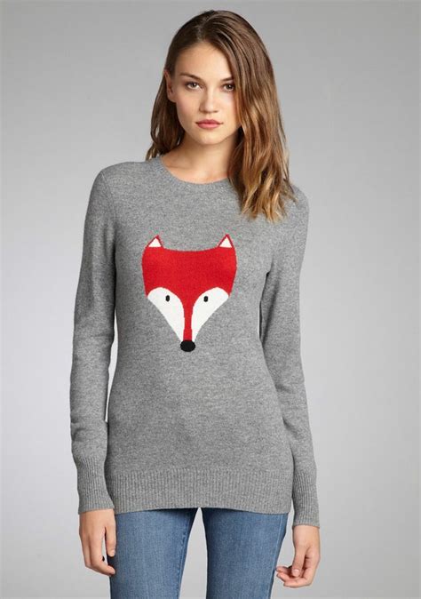 C3 Collection Grey Fox Intarsia Cashmere Sweater Blueflyr6phf