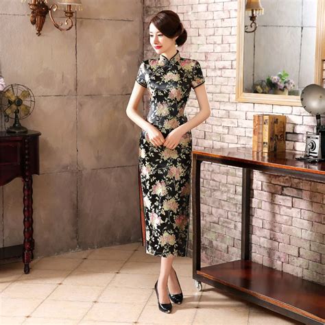 Shanghai Story Long Cheongsam Floral Qipao Traditional Chinese Dress Long Qipao For Sale Chinese