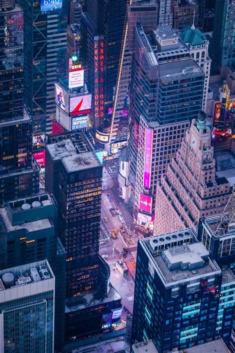 Manhattan Times Square Nyc Aerial Night Toby Harriman