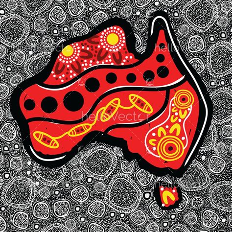 Aboriginal Dot Painting With Australia Map Download Graphics And Vectors