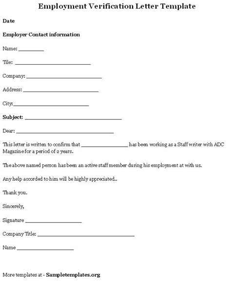 employment template  verification letter format