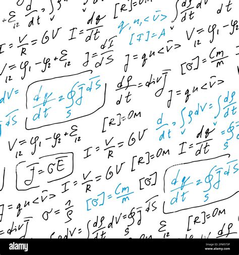 Physics Formulas Handwritten Vector Pattern Abstract Seamless