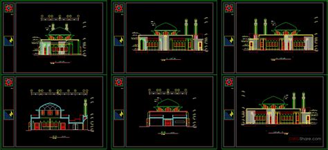 Mosque Project Plan Elevation Free Autocad Drawings